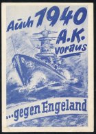 1928 Bremen Commemorative Ship Card, Postally Used (minor Tones), 1940 Scarce Blue/white 'Attach England' Propaganda Car - Sonstige & Ohne Zuordnung