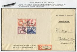 1936 Olympic Games Selection Of Four Covers, Franked Either M/Sheets Or Odd Values Incl. 40pfg, Bearing Various Event Ca - Sonstige & Ohne Zuordnung