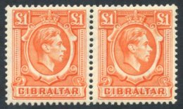 1938 £1 Orange, Superb UM Pair, SG.131, Cat. £84 - Sonstige & Ohne Zuordnung