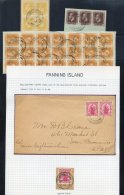 1912-77 Range Of Covers & Pieces Incl. New Zealand 1d Universal (2) On Cover To USA Tied Fanning Island Double Ring - Sonstige & Ohne Zuordnung