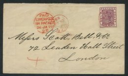 1889 (28 Dec) Envelope To London Bearing 1876-84 4d Magenta Neatly By 'WINNEBAH' C.d.s. In Red With Code 'C' Showing Red - Sonstige & Ohne Zuordnung