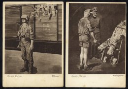 1930's-40's Sepia Propaganda Cards Depicting Prisoners Being Tortured, Packed In To Railway Trucks, Military Leaders Etc - Sonstige & Ohne Zuordnung