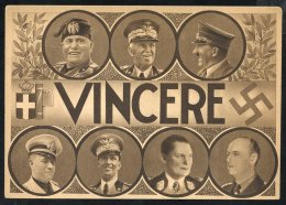 1939  Propaganda Cards 'Vincere' Showing 7 Portraits Of German And Italian Leaders Incl. Hitler, Mussolini & Goering - Autres & Non Classés