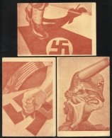 1940's Anti German Propaganda Cards (three From The Same Series), Fist Against The Swastika, Walking On The Swastika Etc - Autres & Non Classés