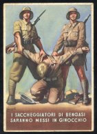 1941 Propaganda Cards (2) 'The Looters Will Be Brought To Their Knees In Bengasi' And 'The Advance Will Continue,' Show - Other & Unclassified