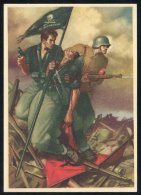 1941 Striking Propaganda Cards (2) Showing Soldiers Holding Flag, Both Unused. - Sonstige & Ohne Zuordnung