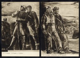 1946 Propaganda Cards In Sepia Associated With Nationalism Depicting Military Etc. - Autres & Non Classés
