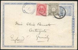 1900 Postal Stationery Card 1½s Pale Blue Upgraded With Koban 2s Rose (SG.114) Mixed With Chrysanthemum ½r - Other & Unclassified