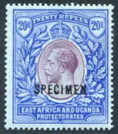 EAST AFRICA & UGANDA 1912-21 MCCA 20r Black & Purple/red Optd SPECIMEN, Fine M, SG.60s. - Sonstige & Ohne Zuordnung