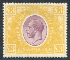 KENYA & UGANDA 1925 MSCA £3 Purple & Yellow Fine M, Usual Gum Toning, Fresh Appearance, SG.97. Cat. &pound - Autres & Non Classés