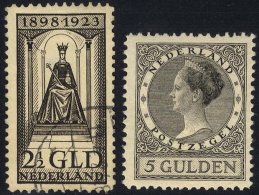1923 2½g Accession VFU, Small Thin, SG.268 & 1926-30 5g Black, P.11½ M-gum Crease SG.303. Cat. £ - Other & Unclassified