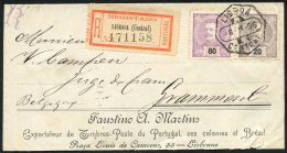 1896 Reg Envelope To Belgium Bearing 20r Violet (Yv.129) & 80r Lilac (Yv.137), Tied By Lisbon Central D/stamp With R - Sonstige & Ohne Zuordnung