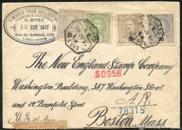 1907 Reg Envelope To The United States, Bearing 10r Yellow Green (Yv.126), 20r Grey (Yv.129), 50r Blue (Yv.132) & 50 - Sonstige & Ohne Zuordnung