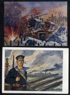1940's Propaganda Cards Incl. Russian Soldiers & Tanks, Marines Etc. (9) - Sonstige & Ohne Zuordnung