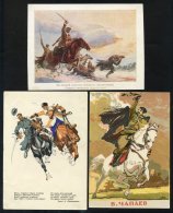 1942-44 Propaganda Cards (3) Showing Cossacks Attacking, Incl. Image Of German On Horseback About To Be Killed. - Sonstige & Ohne Zuordnung