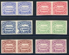 1907 Imperforate Plate Proofs In Issued Colours Set (excl. 2½d), Each Horizontal Pair, 2d Has Faults. (12) - Sonstige & Ohne Zuordnung