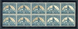 1941-48 Gold Mine 1½d Blue-green & Yellow-buff, Block Of Ten, The Right Hand Block Of Four With Yellow-buff P - Autres & Non Classés