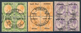 1923-26 Setting III 4d, 1s & 1/3d Blocks Of Four, Used With Central Luderitz Or Gobabis (1/3d) D/stamps Applied At C - Sonstige & Ohne Zuordnung