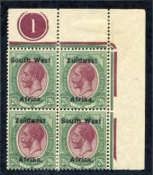 1924-25 Setting IVa 2/6d Purple & Green Upper Right Corner Plate Number M Block Of Four, Small Tone Patch On Gum At - Sonstige & Ohne Zuordnung