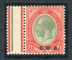 1927 S.W.A Opt £1 Pale Olive-green & Red With Interpanneau Margin At Left, Variety 'pale Olive-green Jubilee L - Sonstige & Ohne Zuordnung