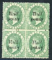 1863 CC Perf 12½, Prepared For Use But Not Issued 'Half/penny' On 6d Emerald Green, A Block Of Four With Large Pa - Sonstige & Ohne Zuordnung