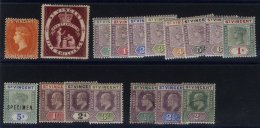 1885 5s Lake M, 1890-93 1s Orange M, 1899 Set To 1s M, 5s Optd. SPECIMEN, 1902 1d, 2d & 3d M Plus ½d, 2&frac1 - Sonstige & Ohne Zuordnung