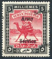 OFFICIALS (ARMY) 1906-11 5m Scarlet & Black, Variety Ovpt Double, Fresh M, SG.A9a, Expertised, Plus Clear 1967 RPS C - Sonstige & Ohne Zuordnung