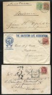 19th/20thC Trio 2½d Rate Arms Covers To Europe, Good Arms Advert Cover, 1900 1d Covers Underpaid To UK, With TAXE - Sonstige & Ohne Zuordnung