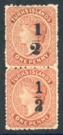 1881 (Jan) Setting 10, ½ On 1d Dull Red Vertical Pair Showing Types 9 Over 10, Fine M With Large Part Original Gu - Sonstige & Ohne Zuordnung