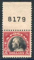 1920 $1 Black & Carmine, Part O.g. Top Marginal Plate Number Single, SG.527. (1) - Sonstige & Ohne Zuordnung