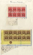 1916-19 War Stamps 1d Pale Red Block Of Eight, VFU On Piece (SG.78c), 3d Purple On Lemon Corner Marginal Plate Block Of - Sonstige & Ohne Zuordnung