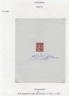 1926-27 50c Claret Stuck To A 'Zanzibar Protectorate Embossed Sheet, Signed 'His Highness Sultan Khalif Bin Harub,' Scar - Sonstige & Ohne Zuordnung