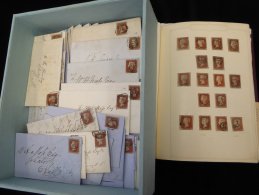 1841 1d RED IMPERFS (in Box) 3/4 Margins Approx. 500 Incl. 100+ On Covers, Also Album Of QV-KGVI Incl Some Pre-stamp &am - Sonstige & Ohne Zuordnung