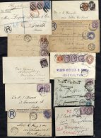 1889-1921 1d Lilacs On Covers (10) Incl. One Bisected With ½d Vermilion, 1893 Blue Cancel, Uprated Stationery To - Other & Unclassified