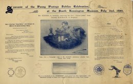 1890 Penny Postage Jubilee Celebration Souvenir Edison Broadsheet July 2nd 1890 Showing 10 Different Jubilee Handstamps, - Other & Unclassified