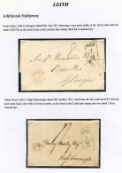 LEITH - ADDITIONAL HALFPENNY 1813-38 Collection Neatly Written Up On Leaves Incl. 1813 July Leith To Glasgow With The Fi - Otros & Sin Clasificación