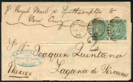 MEXICO 1866-77 Trio Of Covers, One At 1s (6d Lilac X2 - One With Torn Perfs), Others With 2s (1s Green Pairs, Different - Sonstige & Ohne Zuordnung