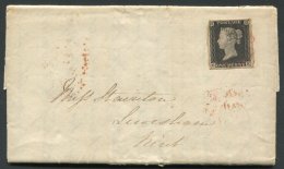 Plate 1a CK, Grey Black Four Large Margins Except At NW Corner, Just Into Corner Frame Line, Used On Entire Letter From - Other & Unclassified