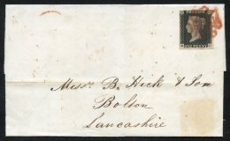 1840 July Cover From Bristol To Bolton, Lancs Franked Pl.1b EH Good To Large Margins Tied Red MC, Reverse With Bristol D - Other & Unclassified
