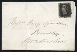 1841 Feb 18th Cover From York To Bewdley Worcs, Franked Pl.1b NE, Large Margined Example Tied Black MC, Reverse With Yor - Other & Unclassified