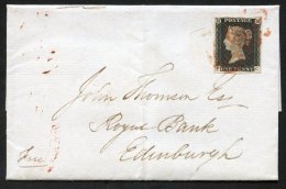 1840 Sept 24th Cover From Manchester To Edinburgh Franked Pl.3 PC, Large Margined Example Tied By Two Red MC, Reverse Be - Other & Unclassified