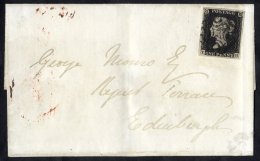 1841 Nov Cover From Aberdeen To Edinburgh, Franked Pl.2 TH Fine Large Margined Example, Cancelled By A Fine Black MC. - Other & Unclassified