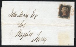 1840 July 12th Cover To Bagshot Franked Pl.3 DA Large Margined Example Tied By Two Red MC's. - Sonstige & Ohne Zuordnung