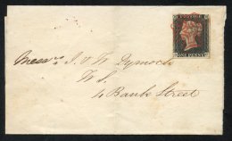 1840 June 24th Cover To London, Franked Pl.3 SC Four Margin Example, Tied Fine Red MC. - Other & Unclassified