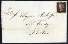 1840 Sept Cover From Liverpool To Bolton, Franked Pl.4 OF, Good To Large Margins, Cancelled Fine Red MC, Reverse Bears L - Other & Unclassified