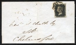 1841 Feb Cover To Chelmsford Franked Pl.5 IL Large To Huge Margins Tied By A Fine Black MC. - Other & Unclassified