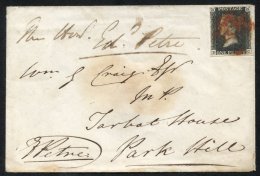 1840 Envelope From Beauly To Torbat House, Park Hill, Scotland Franked Pl.6 DC Four Margined Example Tied Red MC, Revers - Other & Unclassified