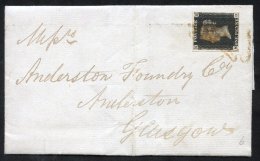 1840 Jan Cover From Paisley To Anderston Foundry, Glasgow Franked Pl.6 MD Four Good Margins Tied Red MC, Reverse Bears D - Sonstige & Ohne Zuordnung