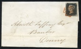 1840 Nov 20 Cover From Stirling To Denny Franked Pl.7 RE Large Margined Example Tied Red MC, Reverse With Despatch Date - Other & Unclassified