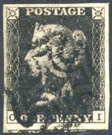 Plate 9 OI, Good To Huge Margins, Cancelled By The Solid Centre Black MC Associated With Welshpool, Fine Example. (1) - Other & Unclassified